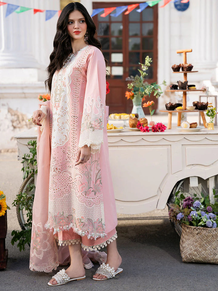 Pink clara Lawn-3PC Embroidered Shirt with Embroidered Dupatta TK-469
