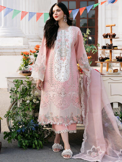 Pink clara Lawn-3PC Embroidered Shirt with Embroidered Dupatta TK-469