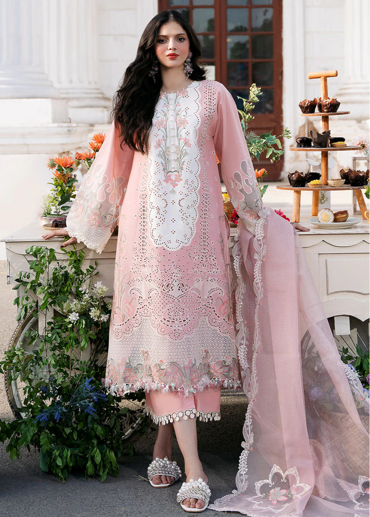 Pink clara Lawn-3PC Embroidered Shirt with Embroidered Dupatta TK-469