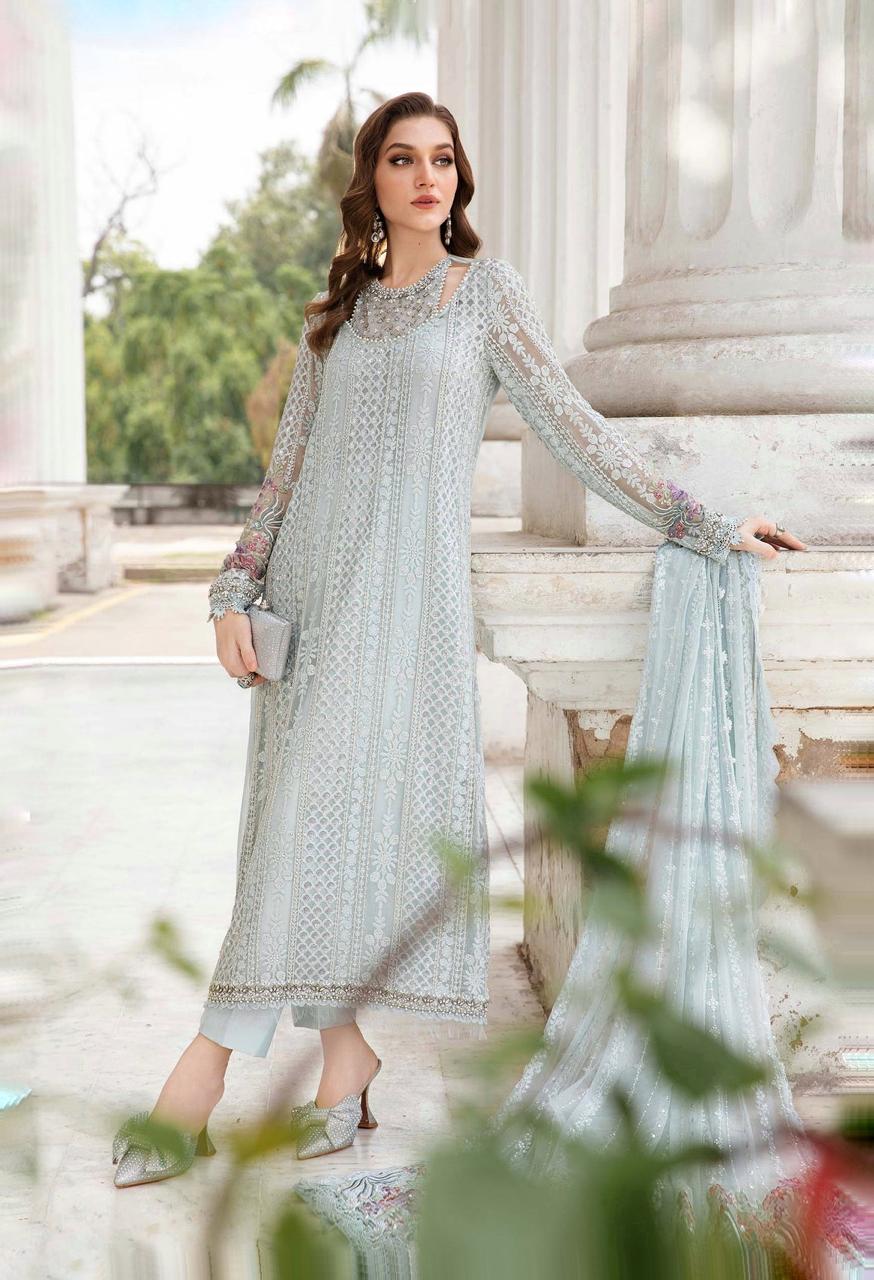 SOFT CHIFFON HEAVILY EMBROIDERY DRESS 3 PIECE Unstitched