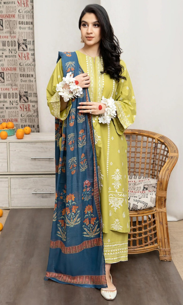 URGE - 3PC Embroidered Lawn Suit - Code 2344