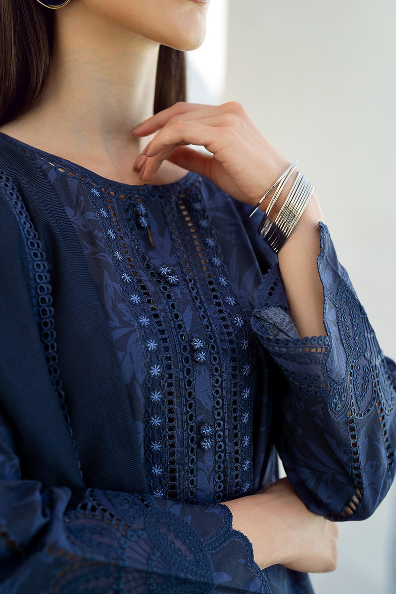 EMBROIDERED PRINTED LAWN NAVI BLUE TS-544