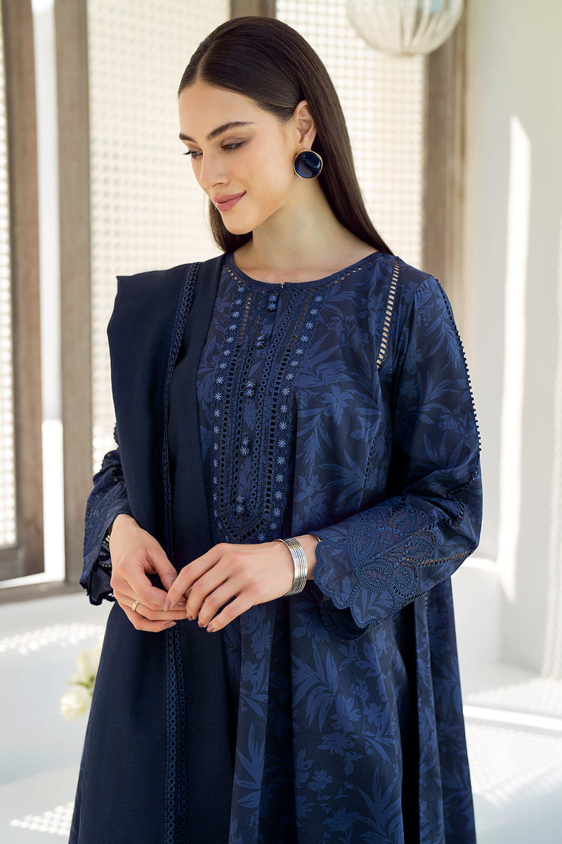 EMBROIDERED PRINTED LAWN NAVI BLUE TS-544