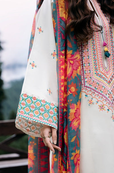 Sapphire - 3 PC Unstitched Lawn Embroidered Shirt with Printed Shawl and Trouser