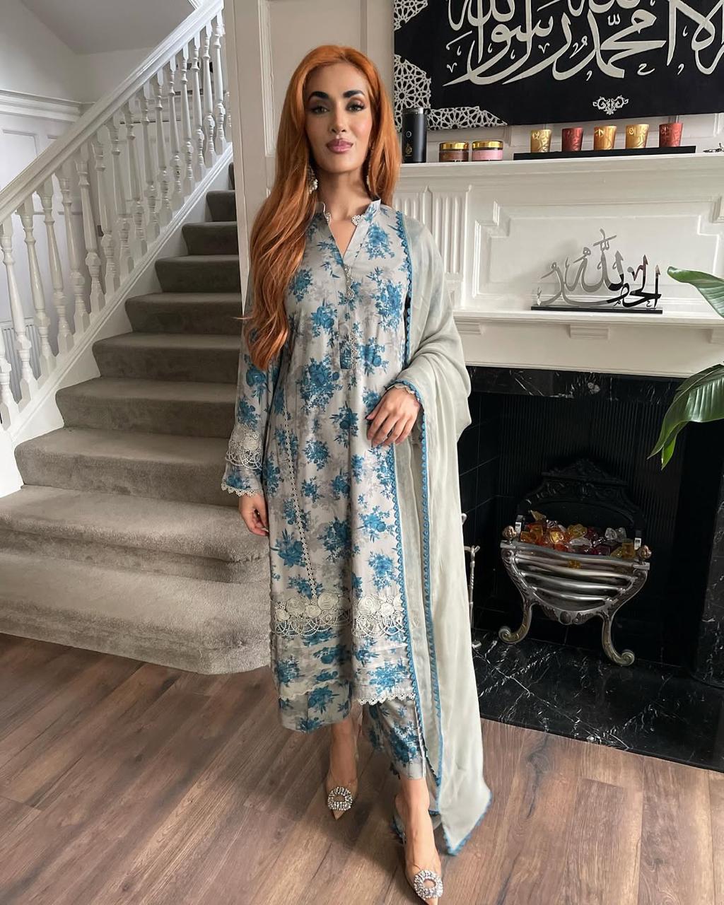 LAWN EMBROIDERY DRESS 3 PIECE