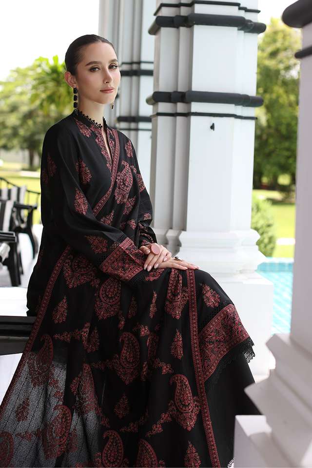 3PC Embroidered Lawn Suit with Heavy Embroidered Shawal -SK1965