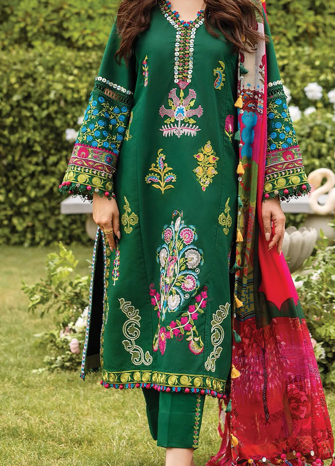 Siraa by Sadaf Fawad Khan Embroidered Dhank Unstitched 3Pc Suit