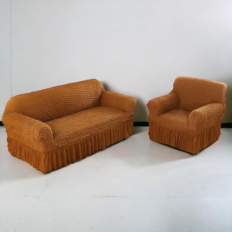 Bubble Style Frill Sofa Cover | Copper Color