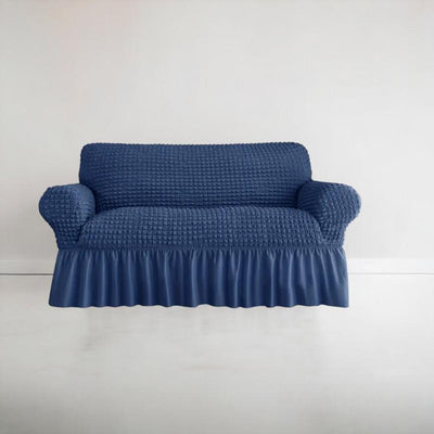 Bubble Style Frill Sofa Cover | Navy Blue Color
