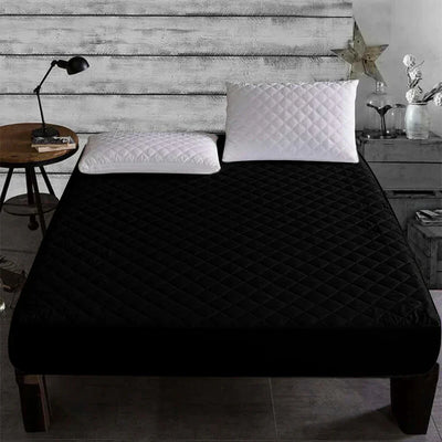 Cotton Quilted Waterproof Mattress Cover | Black Color | for Kids Adults, Washable Hypoallergenic Mattresses cover Fit Up To 6-12 inch Deep Pocket Queen & King Size