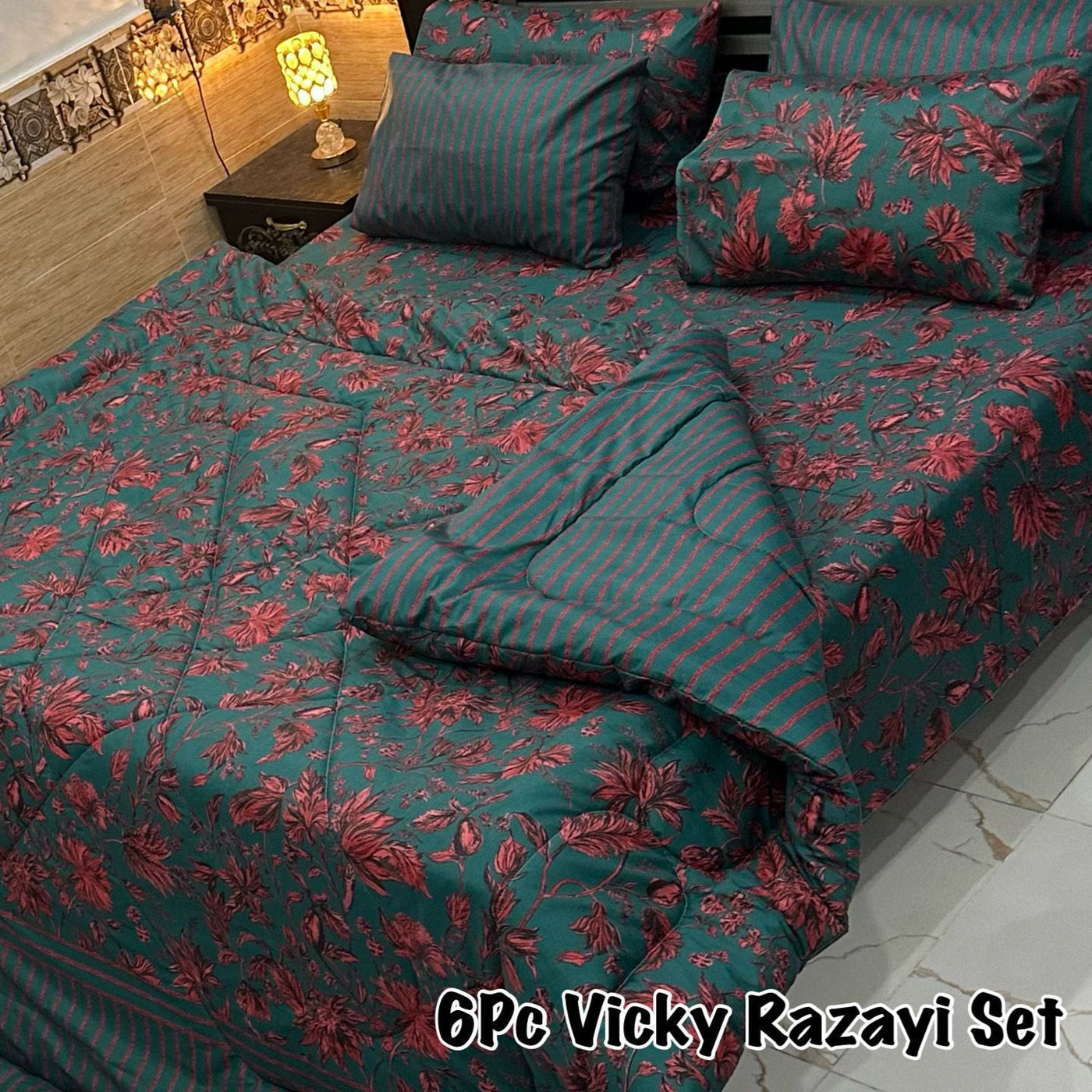 6 Pcs Vicky Razai Set -Driftwood Elegance