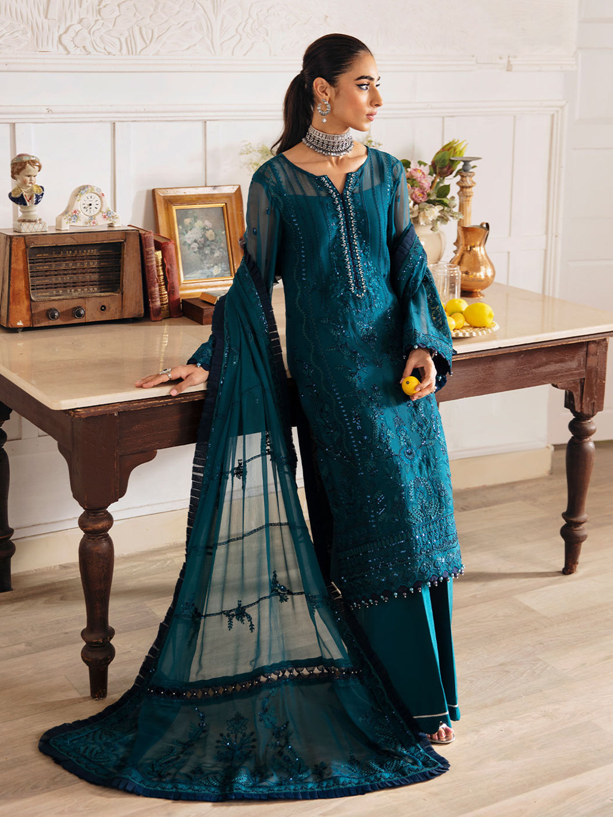 Marleen UNSTITCHED 3 PIECE Embroidered Sequins Chiffon SB-512