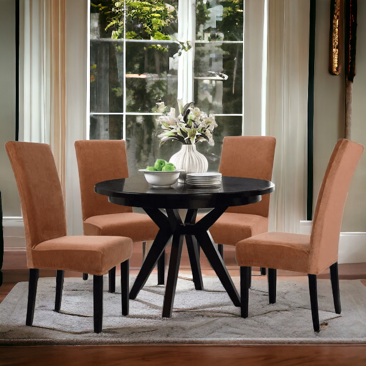 Micro Mesh Fitted Dining Chair Cover | Copper Color | For Weddings, Dining Rooms, Offices, Banquets, And Home Decor