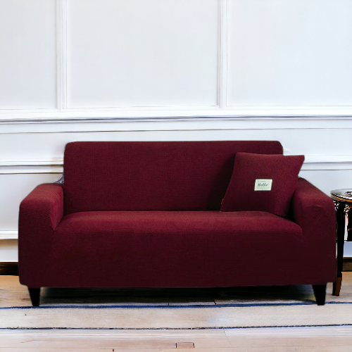 Micro Mesh Fitted Sofa Cover | Maroon Color