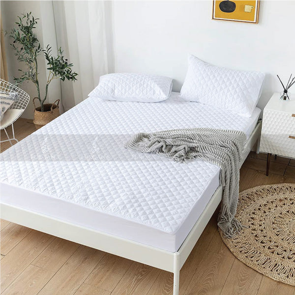 Cotton Quilted Waterproof Mattress Cover | White Color