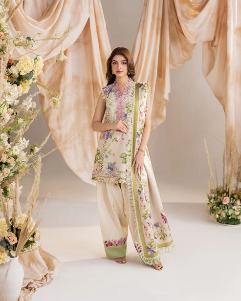 Kinza Hashmi - Blend floral Shirt, Trouser and Dupatta set | 40% OFF