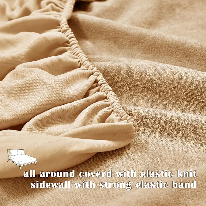 Terry Cotton Ultra Soft Waterproof Mattress Protector | Copper Color | for Kids Adults | Washable Hypoallergenic Mattresses Cover Fit Up To 6-12 inch Deep Pocket Queen & King Size