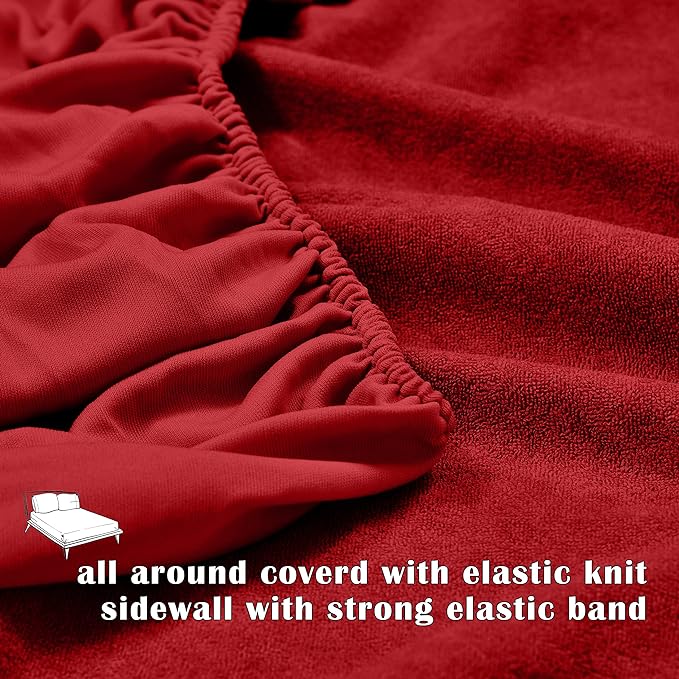 Terry Cotton Ultra Soft Waterproof Mattress Protector | Maroon Color | for Kids Adults | Washable Hypoallergenic Mattresses Cover Fit Up To 6-12 inch Deep Pocket Queen & King Size