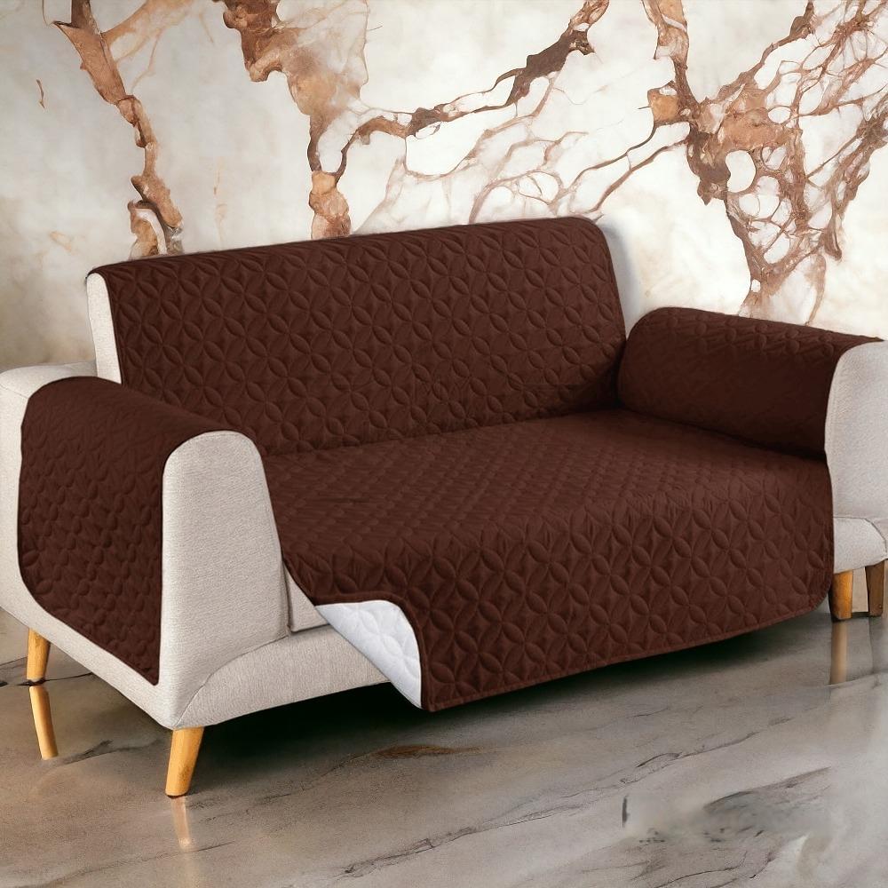 Ultrasonic Cotton Quilted Sofa Runner | Brown Color | safeguard your sofa from stains, spills, pet hair, and general wear and tear