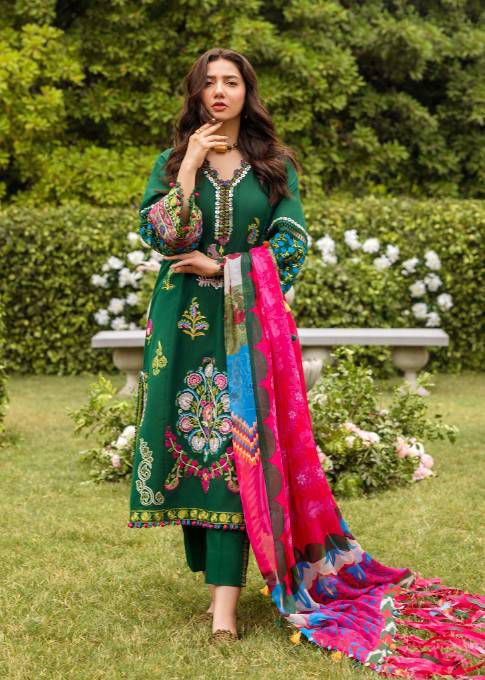 Siraa by Sadaf Fawad Khan Embroidered Dhank Unstitched 3Pc Suit