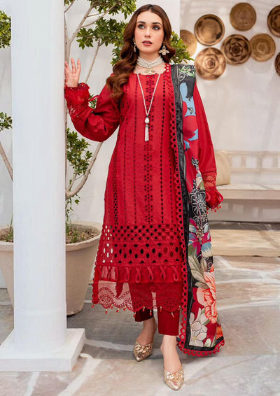 S651-Embroidered 3pc Chickan lawn dress with Printed munar dupatta.