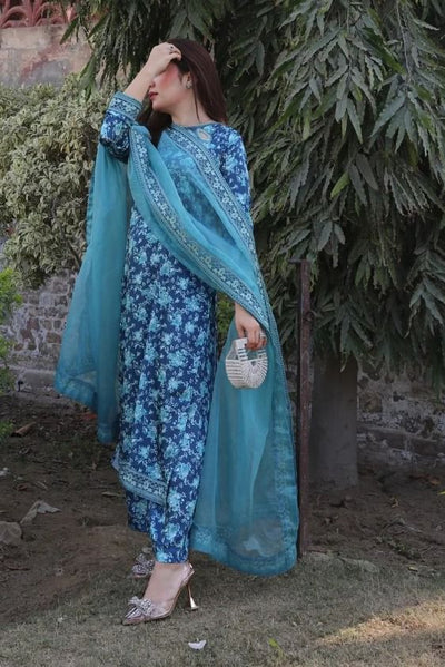 LAWN PRINTED EMBROIDERY DRESS 3 PIECE UNSTITCHED