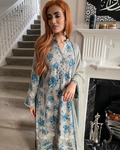 LAWN EMBROIDERY DRESS 3 PIECE