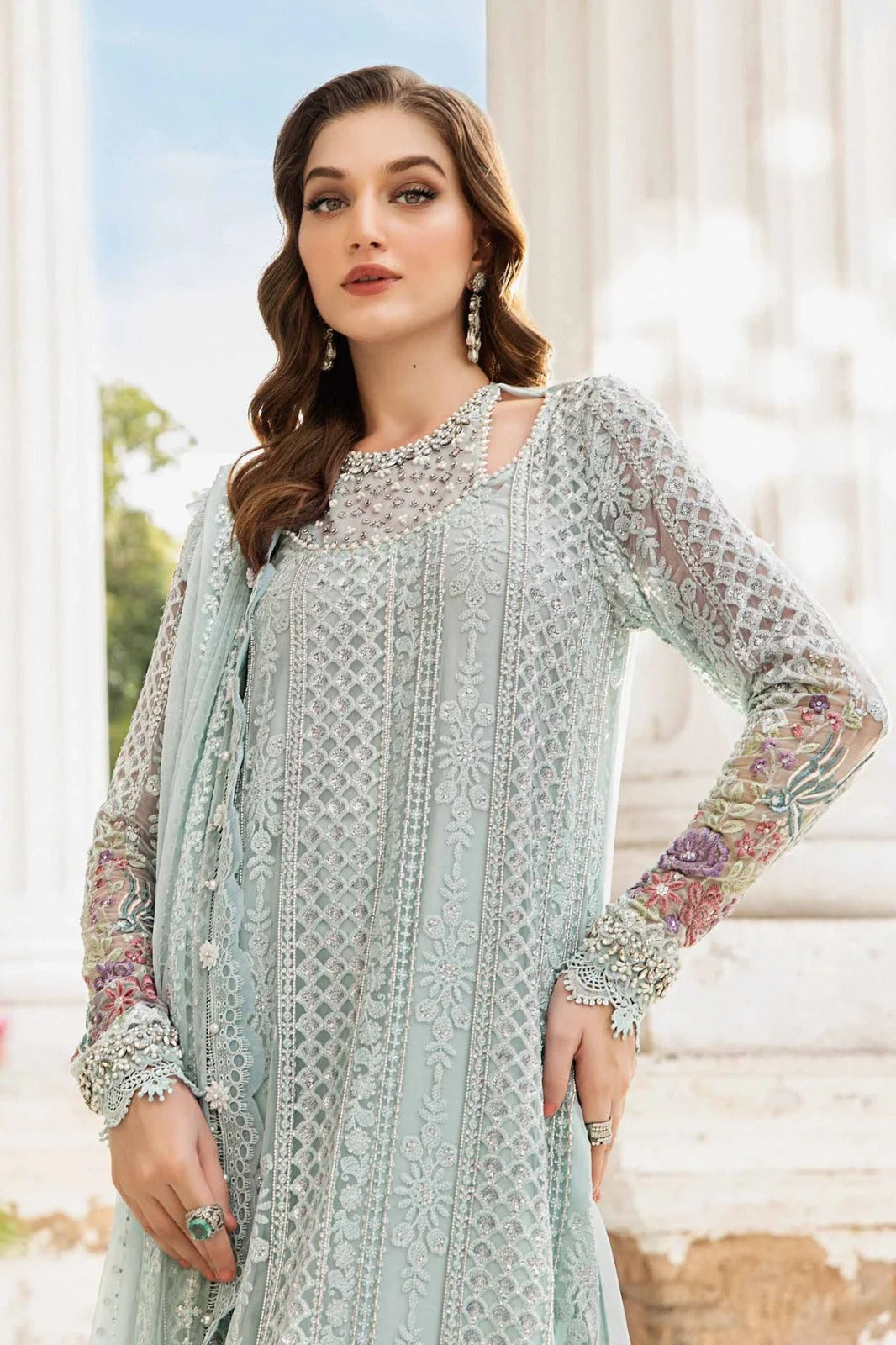 SOFT CHIFFON HEAVILY EMBROIDERY DRESS 3 PIECE Unstitched