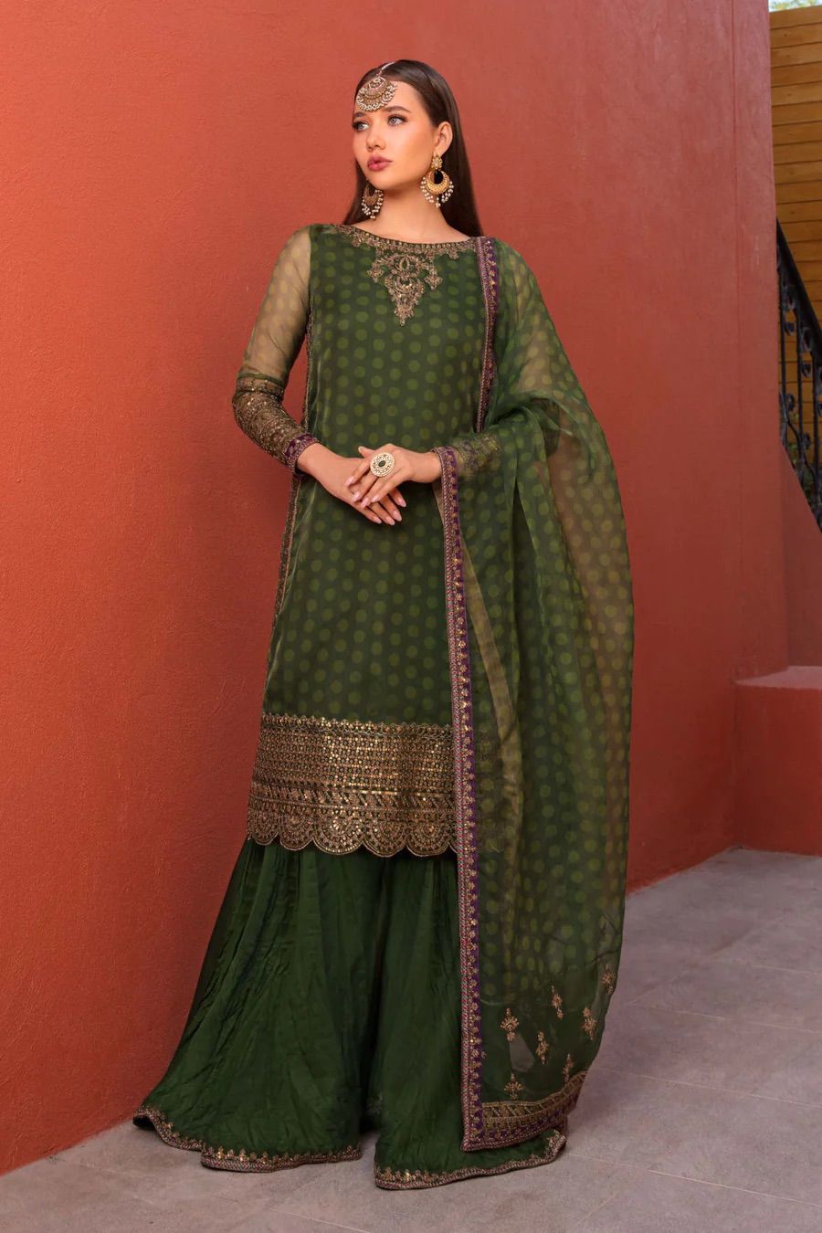 3 PIECE SOFT ORGANZA HEAVILY EMBROIDERY DRESS Unstitched-284