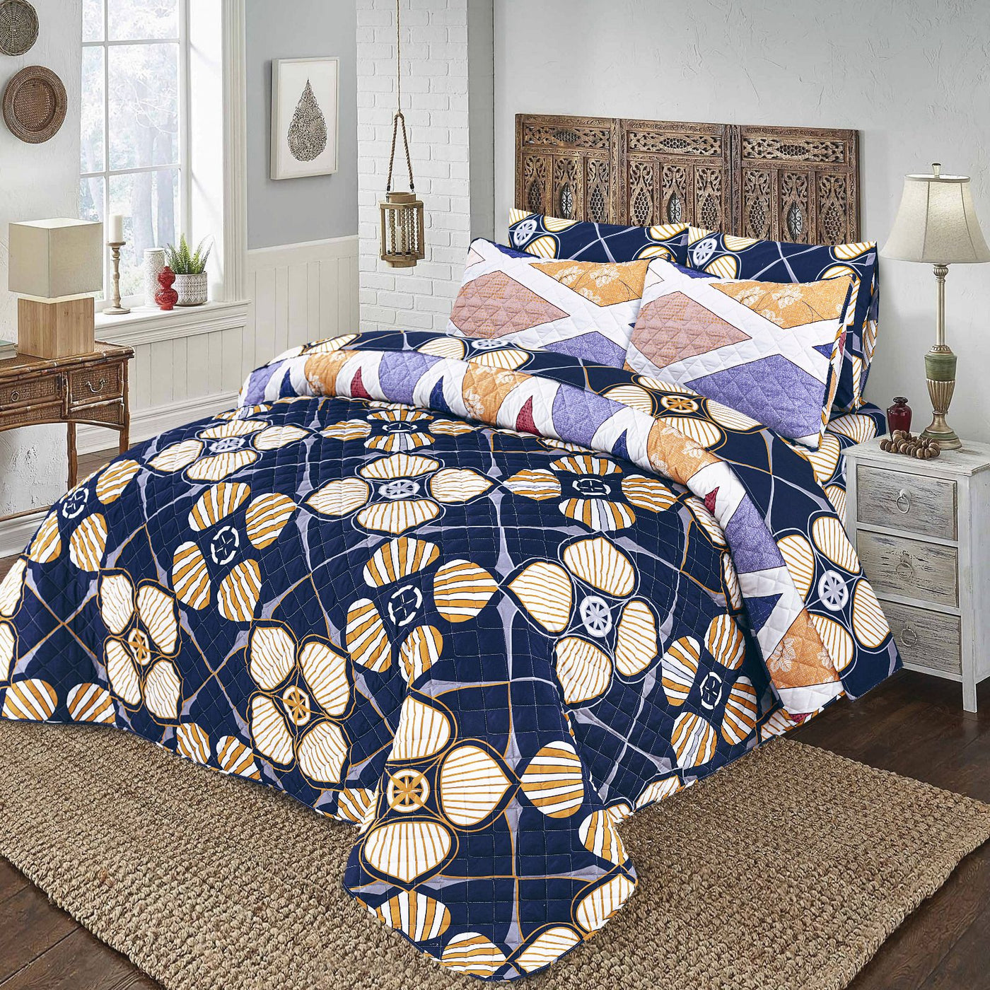 6 PCs print Quilted Comforter Set premium Bad set  summer collection