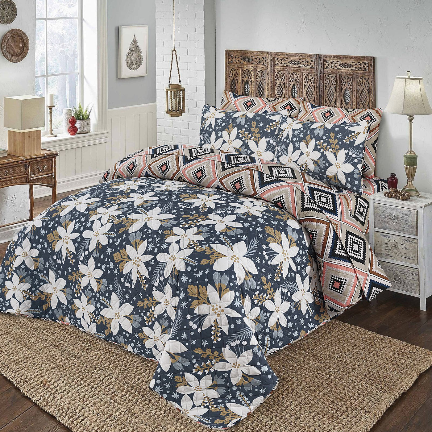 6 PCs print Quilted Comforter Set premium Bad set  summer collection