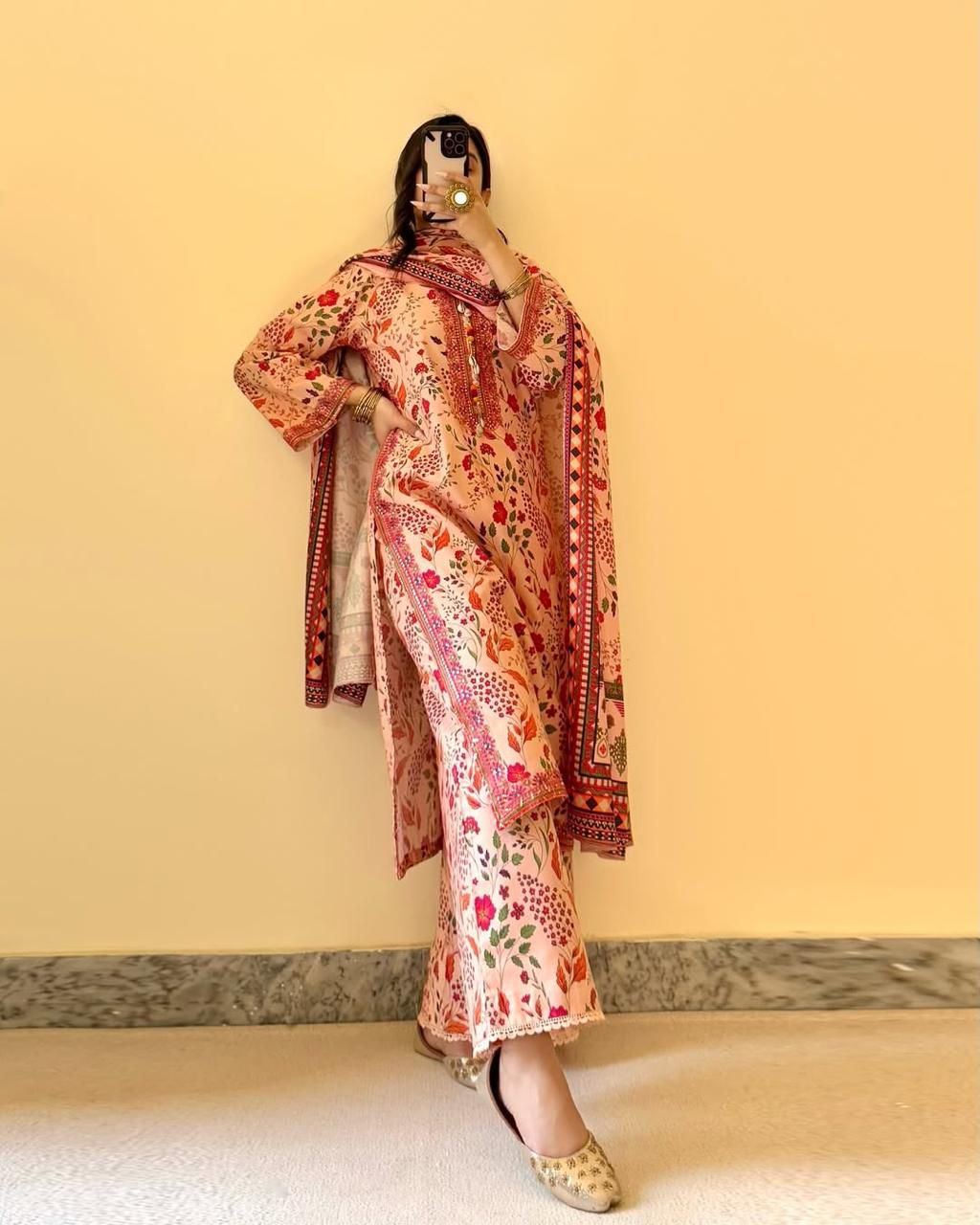 LUXURY LAWN PRINTED+EMBROIDERED 3- PC UNSTITCHED SW-14