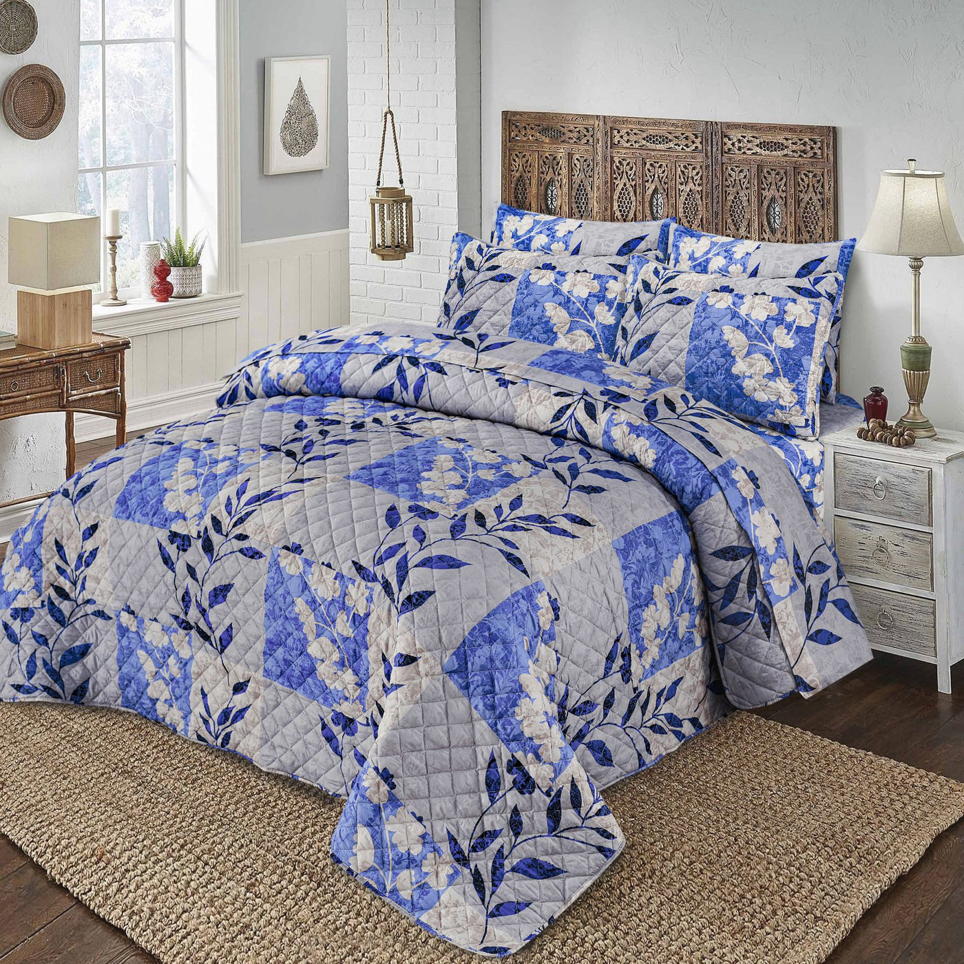 6 PCs print Quilted Comforter Set premium Bad set  summer collection