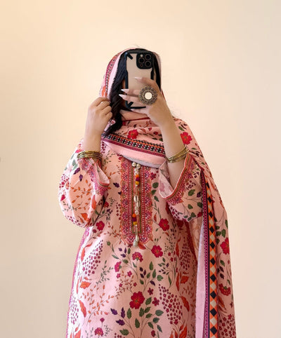 LUXURY LAWN PRINTED+EMBROIDERED 3- PC UNSTITCHED SW-14
