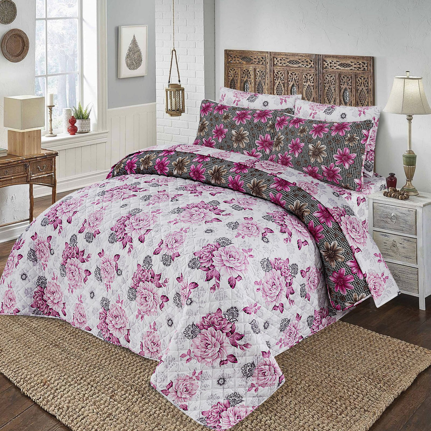 6 PCs print Quilted Comforter Set premium Bad set  summer collection