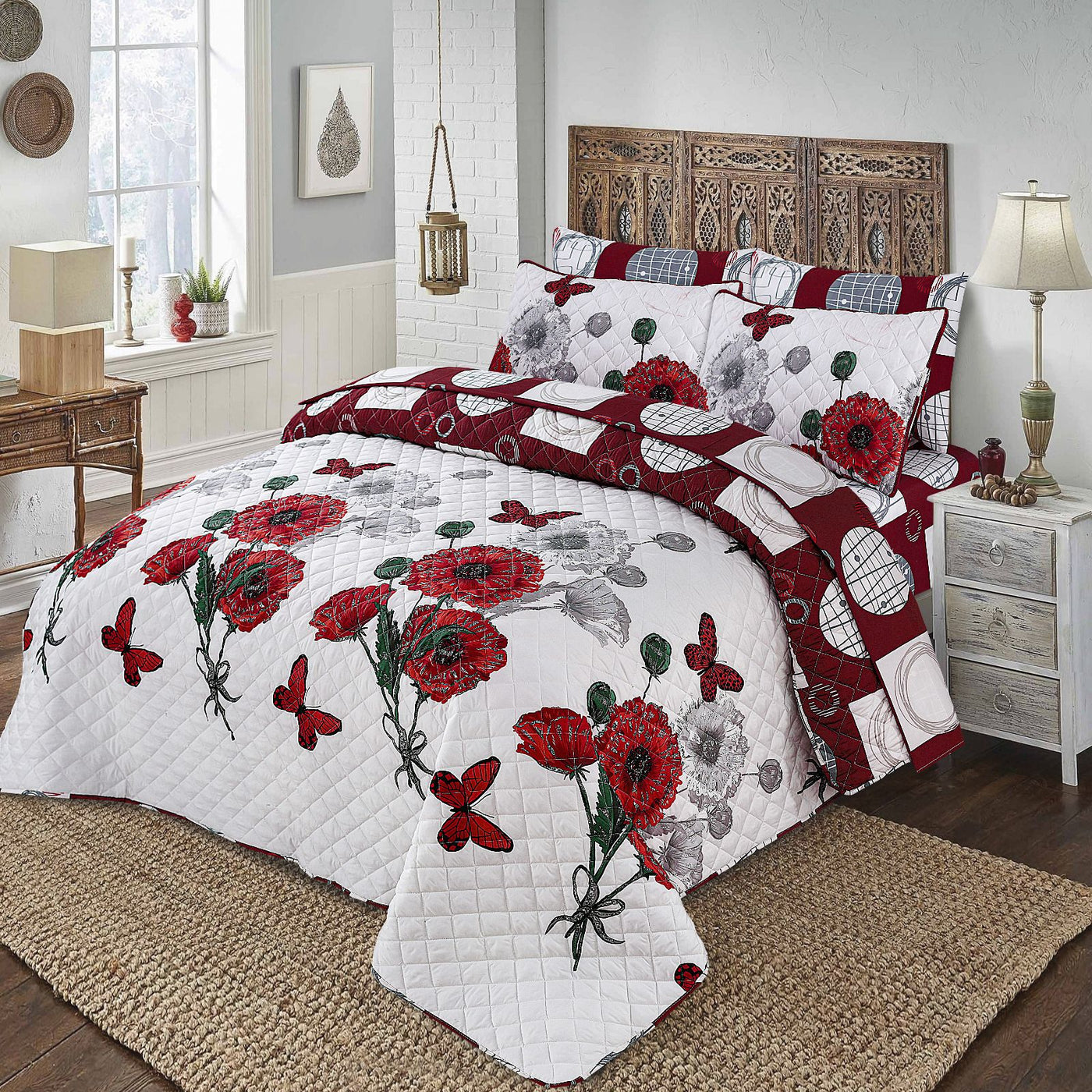 6 PCs print Quilted Comforter Set premium Bad set  summer collection