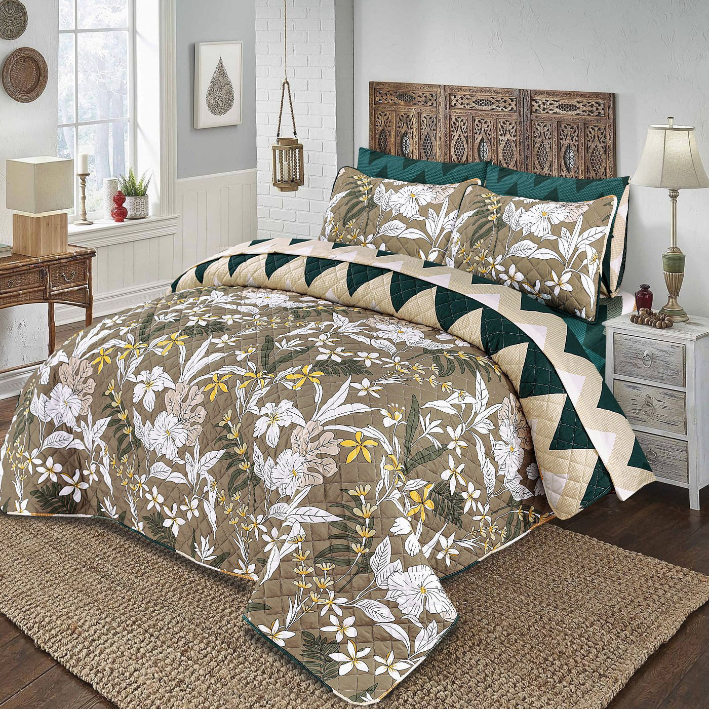 6 PCs print Quilted Comforter Set premium Bad set  summer collection