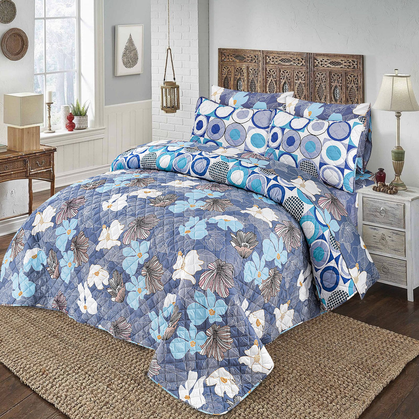 6 PCs print Quilted Comforter Set premium Bad set  summer collection