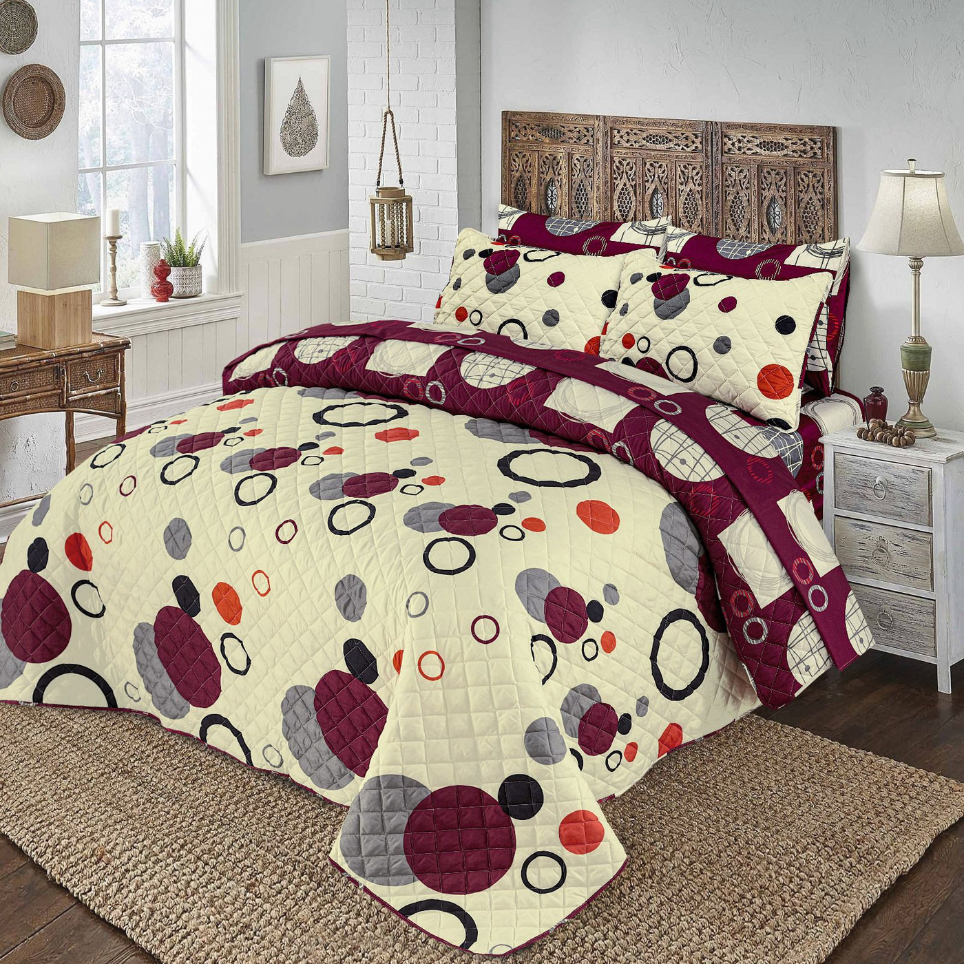 6 PCs print Quilted Comforter Set premium Bad set  summer collection