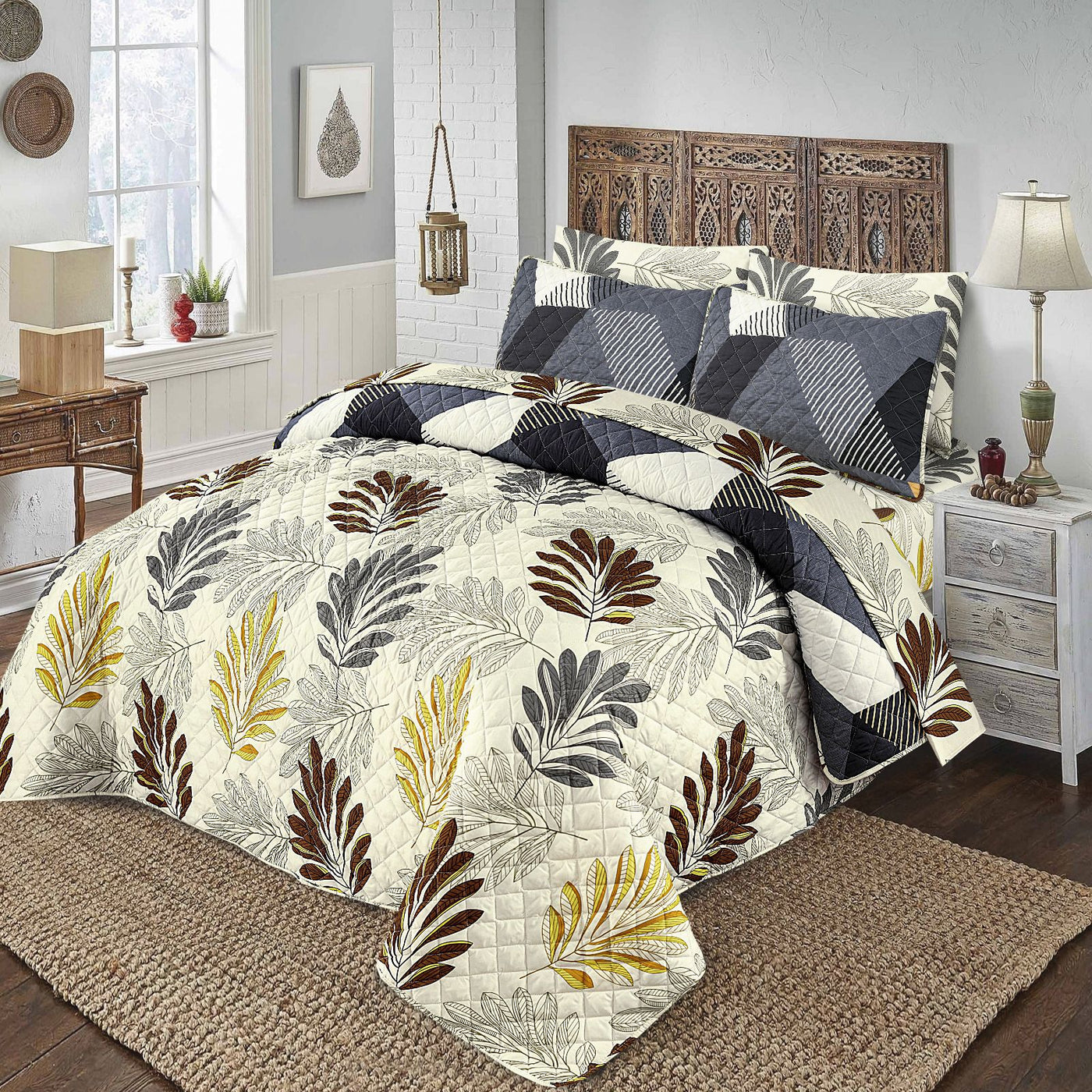 6 PCs print Quilted Comforter Set premium Bad set  summer collection